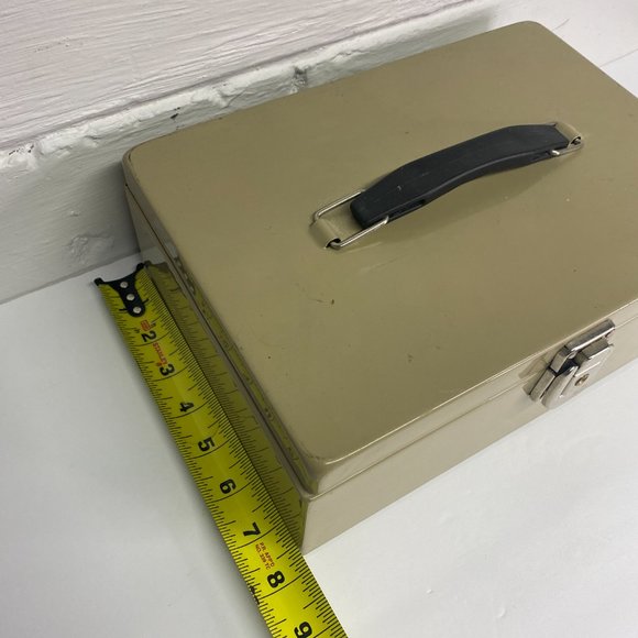 Vintage Metal Cash Box - Tan - Picture 7 of 7